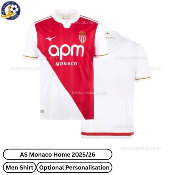 AS Monaco Home Men Football Shirt 2025/26 - Over View WITH TAG