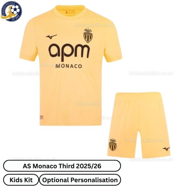 AS Monaco Third Kids Football Kit 2025_26-front view WITH TAG