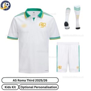 As Roma Third Kids Football Kit 25_26-front view with socks WITH TAG