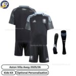 Aston Villa Away Kids Football Kit 2025/26 (With Socks) - Over View - TAG