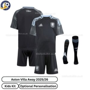 Aston Villa Away Kids Football Kit 2025/26 (With Socks) - Over View - TAG