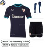 Athletic Bilbao Away Kids Football Kit 25_26-front view with socks (TAG)