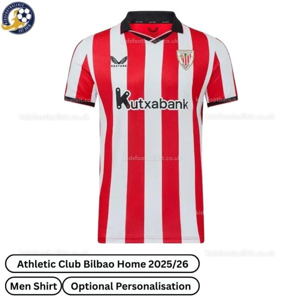 Athletic Club Bilbao Home Men Football Shirt 25/26 - Front View - TAG