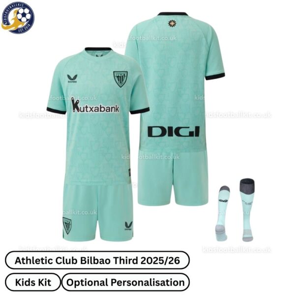 Athletic Bilbao Third Kids Football Kit 25_26-over view with socks (TAG)
