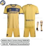 Boca Juniors Away Kids Football Kit 25_26-over view with socks (TAG)