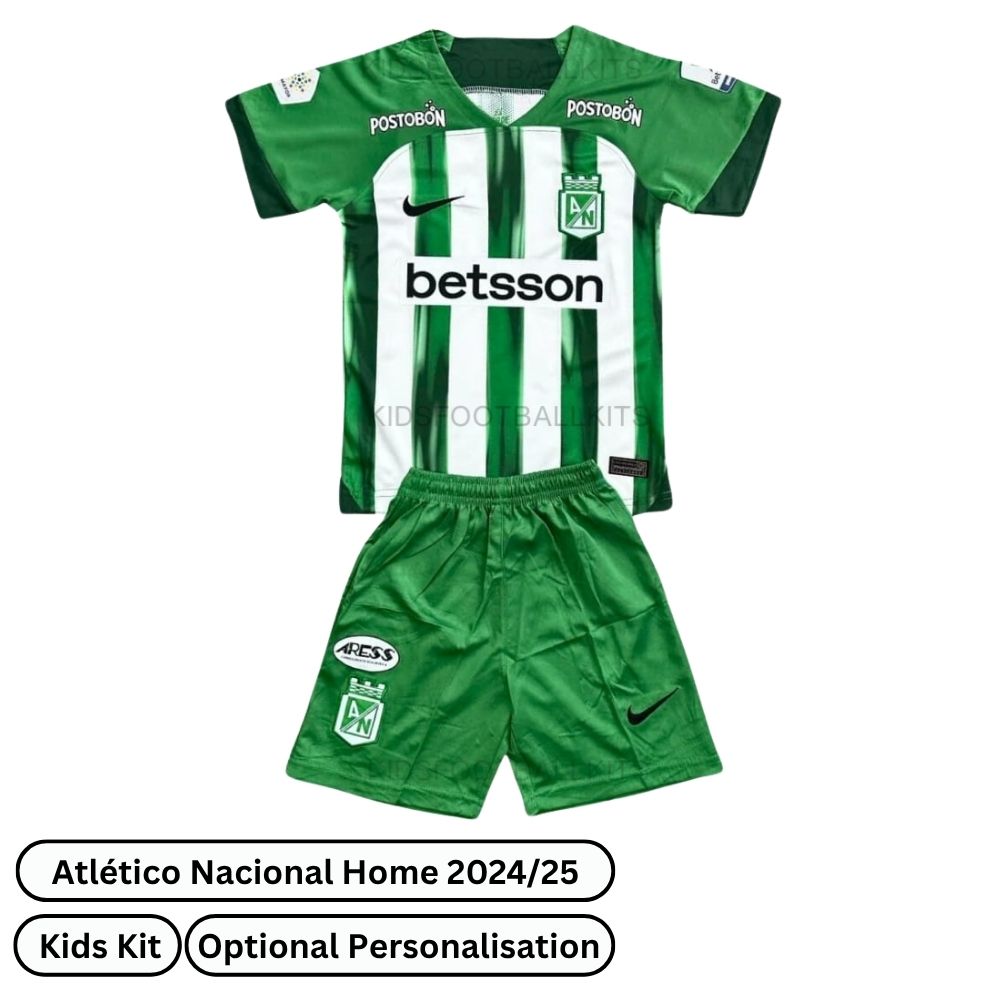 Atlético Nacional Home Kids Football Kit 2024/25 Best Price 2025
