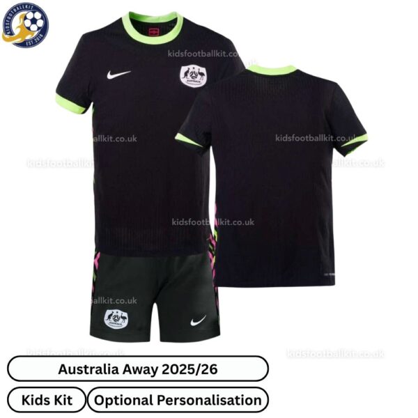 Australia Away Kids Football Kit 2025/26 - Over View WITH TAG