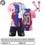 Barcelona Commemorative Edition Kids Football Kit 2025_26 - MESSI 10 - over view with socks - TAG