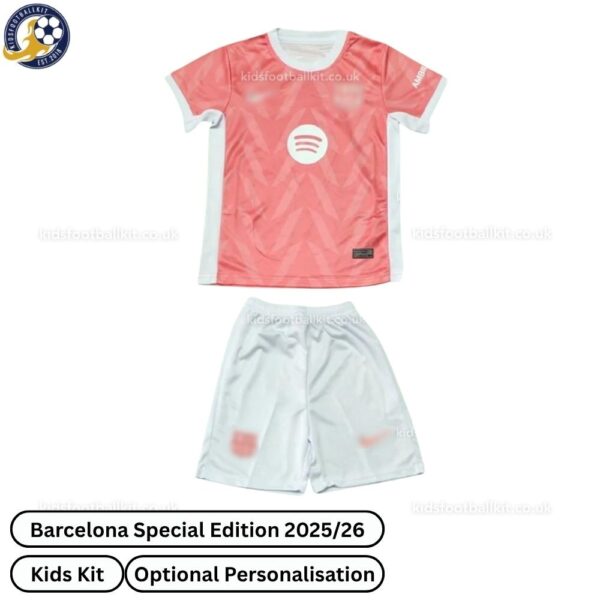 Barcelona 25/26 Pink Special Edition Kids Football Kit - TAG
