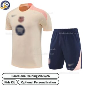Barcelona Training Kids Football Kit 2025_26 - beige -front view