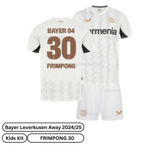 Bayer Leverkusen Away Kids Football Kit 2024/25 - FRIMPONG 30 (Over view)