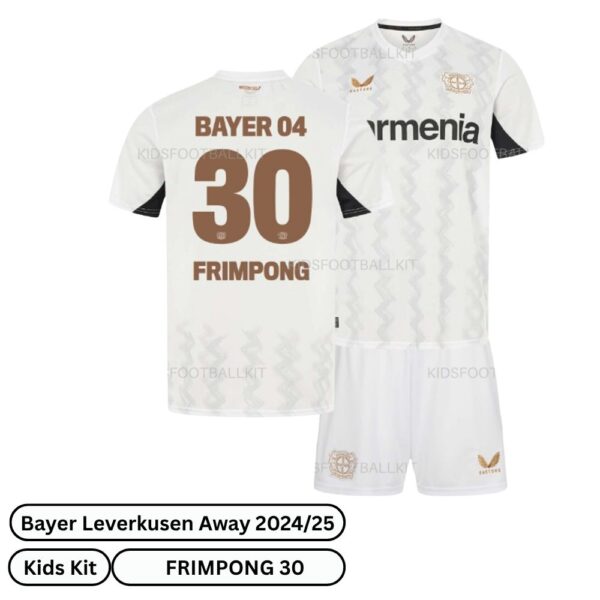 Bayer Leverkusen Away Kids Football Kit 2024/25 - FRIMPONG 30 (Over view)