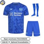 Leverkusen Third Kids Football Kit 25_26-front view with socks (TAG)