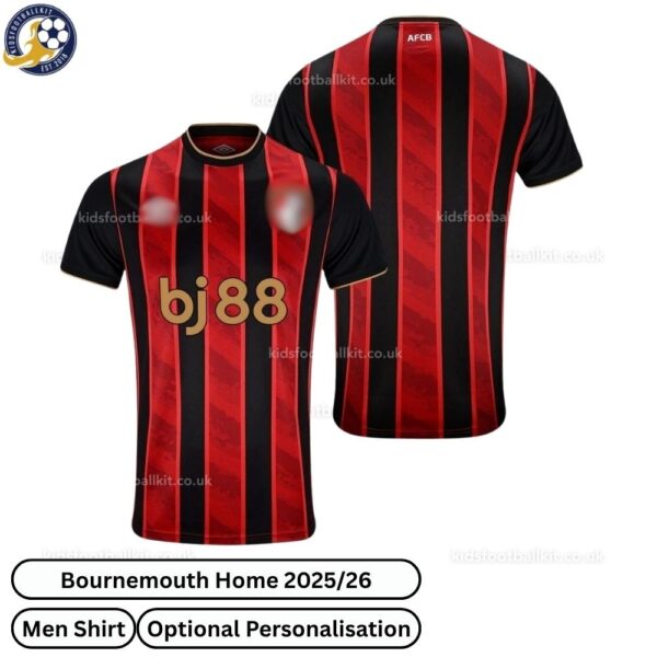 Bournemouth Home Men Football Shirt 2025_26 - over view WITH TAG