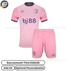 Bournemouth Third Kids Football Kit 2025_26 - front view WITH TAG