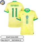 Brazil Home Men Football Shirt 2024 – RAPHINHA 11