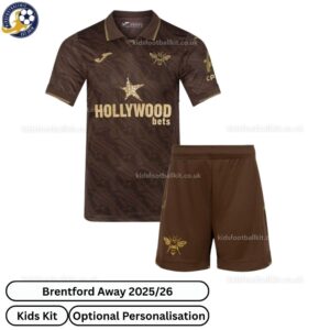 Brentford Away Kids Football Kit 25_26-front view WITH TAG
