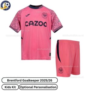 Brentford Goalkeeper Kids Football Kit 2025_26-front view WITH TAG