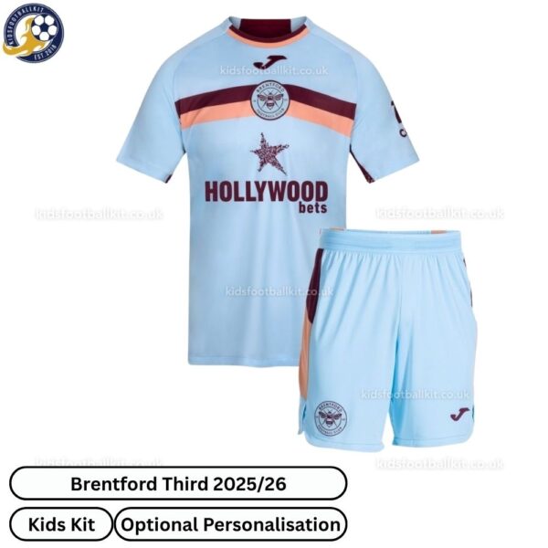 Brentford Third Kids Football Kit 25_26-front view WITH TAG