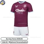 Burnley Home Kids Football Kit 2025/26 - Front View WITH TAG