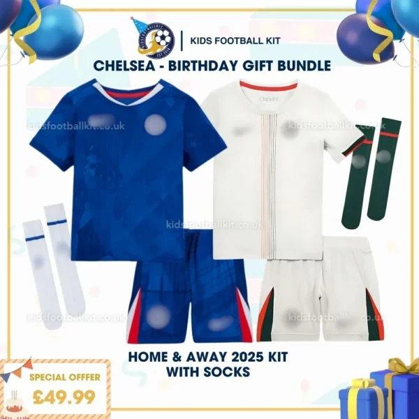 Chelsea home & away kid kit 25_26 - birthday-blur
