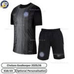Chelsea Goalkeeper Kids Football Kit 2025/26 - Front view WITH TAG