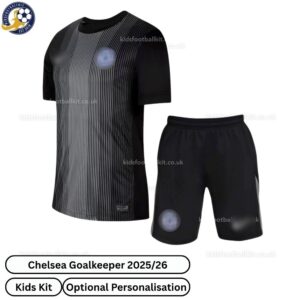 Chelsea Goalkeeper Kids Football Kit 2025/26 - Front view WITH TAG