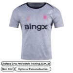 Chelsea Pre Match Training Men Football Shirt 2024/25 - Grey Fan Version (Front view)