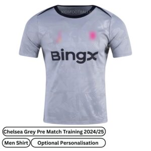 Chelsea Pre Match Training Men Football Shirt 2024/25 - Grey Fan Version (Front view)