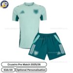 Cruzeiro Pre Match Kids Football Kit 2025/26 - Front View - TAG