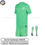 Everton Goalkeeper Kids Football Kit 25_26-over view with socks (TAG)