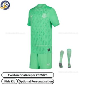 Everton Goalkeeper Kids Football Kit 25_26-over view with socks (TAG)