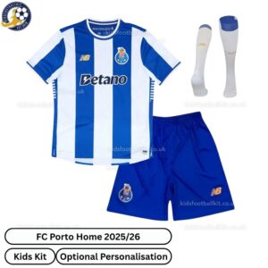 FC Porto Home Kids Football Kit 2025/26 (With Socks) - Front View WITH TAG