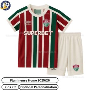 Fluminense Home Kids Football Kit 2025/26 - Front View - TAG