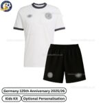 Germany White 125th Anniversary Kids Football Kit 2025/26 - Front View - TAG