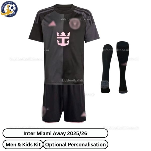 Inter Miami 25/26 Away Kids Football Kit - Front View With Socks - TAG