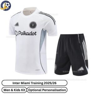 Inter Miami 25/26 White Training Kids Football Kit - Front View - TAG