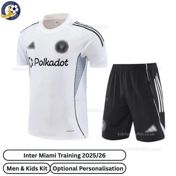 Inter Miami 25/26 White Training Kids Football Kit - Front View - TAG