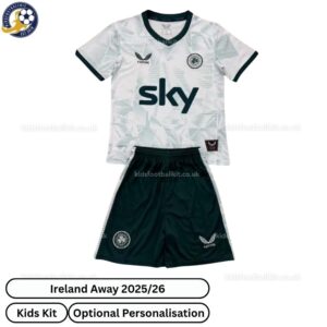 Ireland Away Kids Football Kit 2025 - Front View - TAG