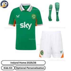 Ireland Home Kids Football Kit 25_26-front view with socks - TAG