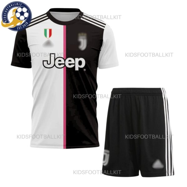 Retro Juventus Home Kids Football Kit 2019/20 - front view (no socks)