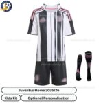 Juventus Home Kids Football Kit 25_26-front view with socks