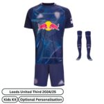 Leeds United Third Kids Football Kit 2024/25 (With Sponsor) - Front view