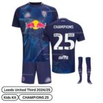 Leeds United Third Kids Football Kit 2024/25 - CHAMPIONS 25 (Over view)