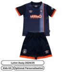 Luton Away Kids Football Kit 2024/25 (Front view)