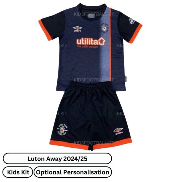 Luton Away Kids Football Kit 2024/25 (Front view)