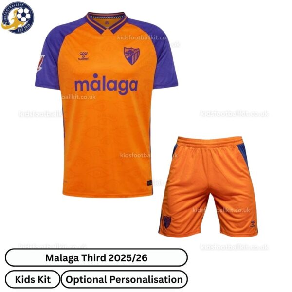 Malaga Third Kids Football Kit 2025_26-front view WITH TAG