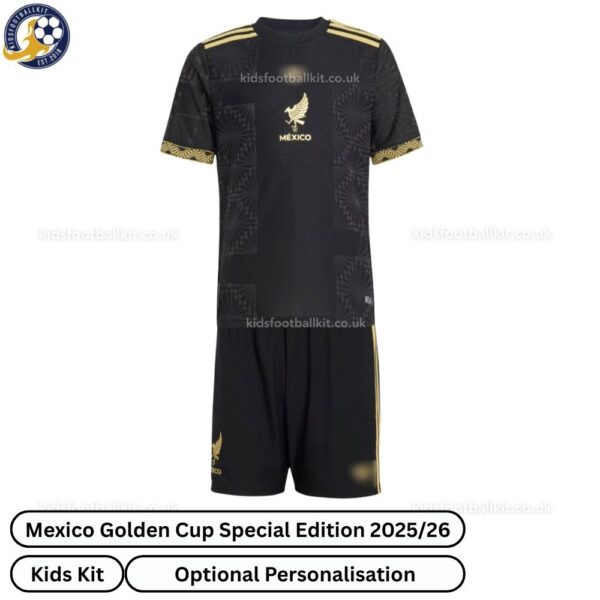 Mexico Golden Cup Special Edition Kids Football Kit 2025/26 - Front View - TAG