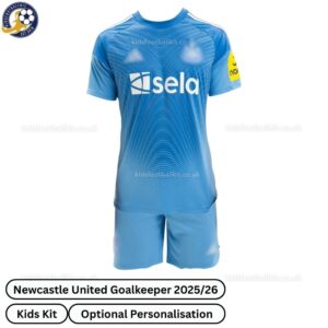 Newcastle United Goalkeeper Kids Football Kit 2025/26 - Front View WITH TAG