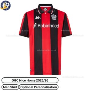 OGC Nice Home Men Football Shirt 2025/26 - Front view WITH TAG